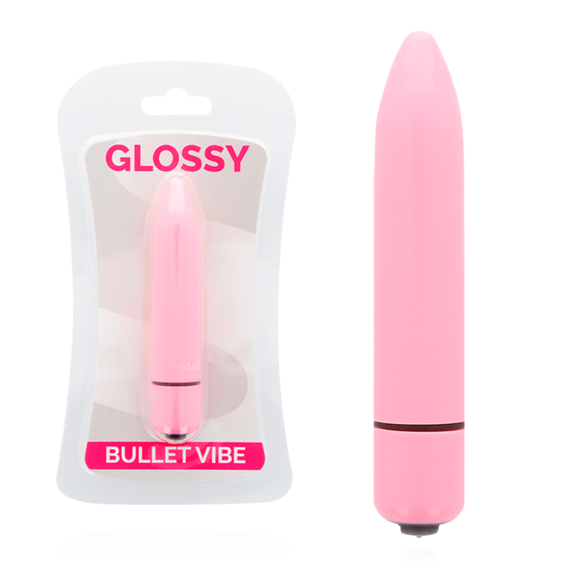 GLOSSY VIBRAATTORI BULLET THIN naisten seksilelu, pieni ja kapea vibraattori, kuva seksilelun tyylistä ja materiaalista