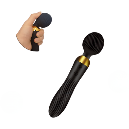 Pleasurez Powerwand vibraattori, tyylikäs ja tehokas laite, näkyvissä kuvassa nimettömän mallin muotoilu ja virtalähde