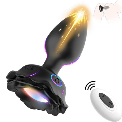 Pleasurez Anaalitappi Ruusu Valo musta, pehmeä ja ergonominen anaalitappi kukkakuvioisella designilla.