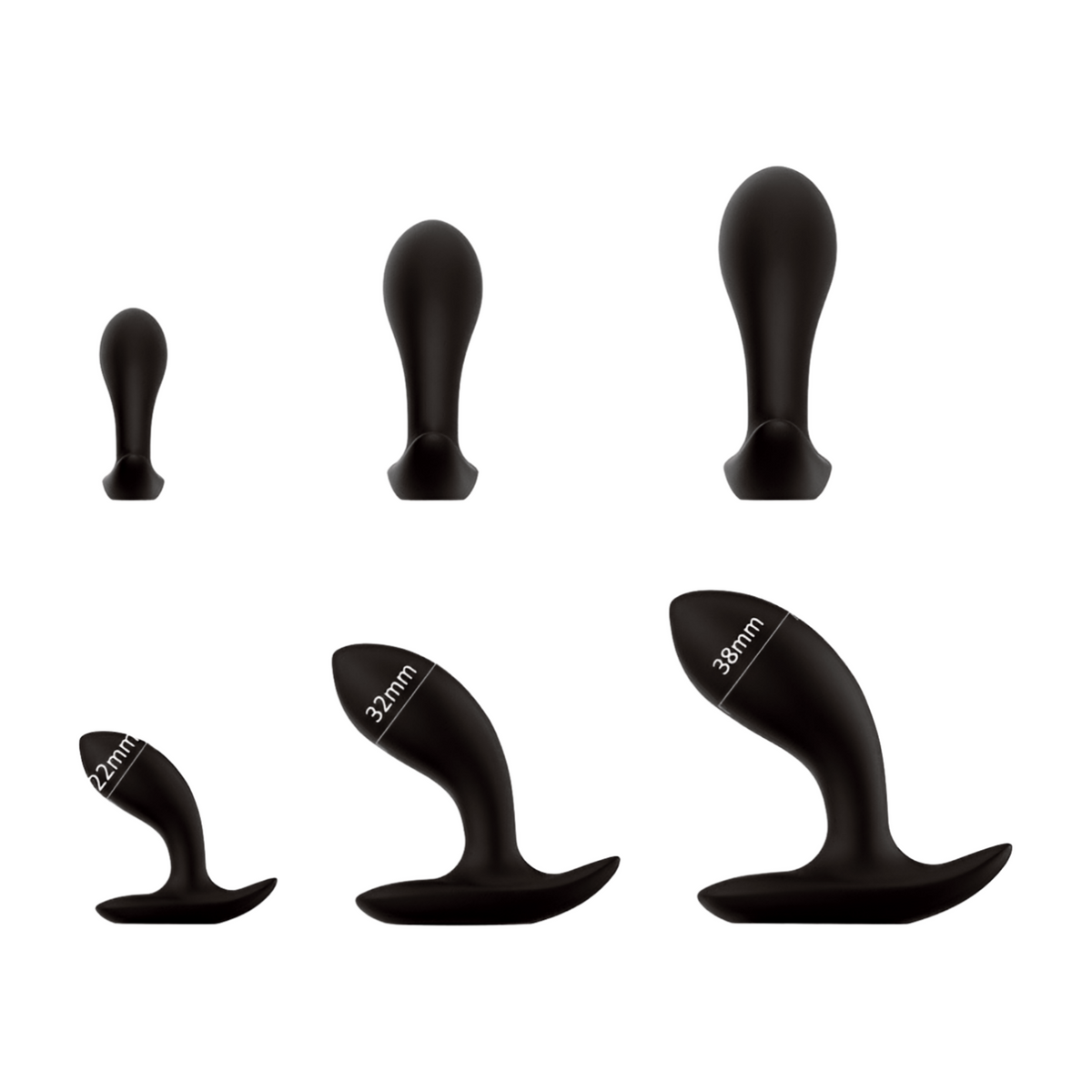 Pleasurez Anaalitappi Setti Trio, laadukas ja turvallinen anaalihoitotuote, kolme erikokoista anaalitappia.