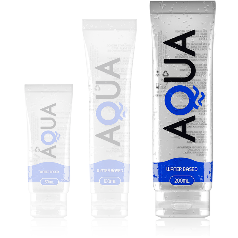 AQUA-liukuvoide 200ml, vesipohjainen liukuvoide, näyttää kirkas ja sileä pullo, ihanteellinen intiimiin käyttöön.