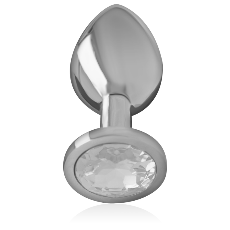 INTENSE Crystal Silver anaali-tappi, kiiltävä hopean värinen ja läpinäkyvä, esitettynä kuvassa.