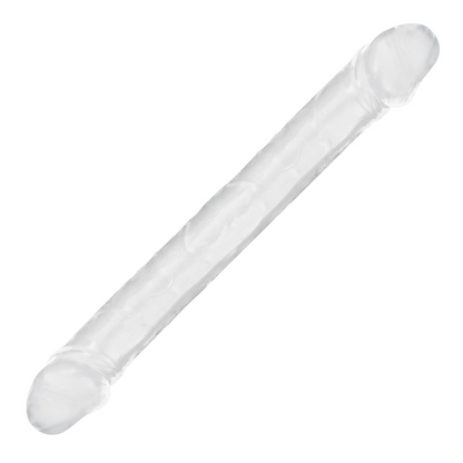Kaksipäinen PLEASUREZ dildo mustavärisenä, realistinen seksilelu kahdella peniksellä, kuvassa näkyy dildo makuuhuoneessa.