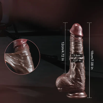 Mustan Pleasurez-liikkuva nahkainen dildo, laadukas ja realistinen seksilelu, kuvassa näkyvässä muodossa.