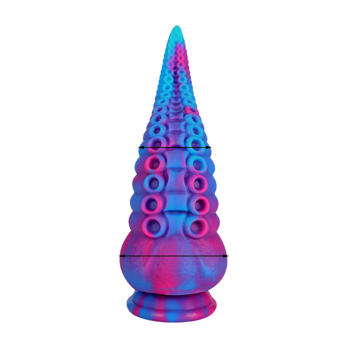 Värikäs Pleasurez Dildo Octopus dildo, realistinen muoto ja pehmeä materiaali, kuvassa näkyy yksityiskohtainen titaalin muoto.