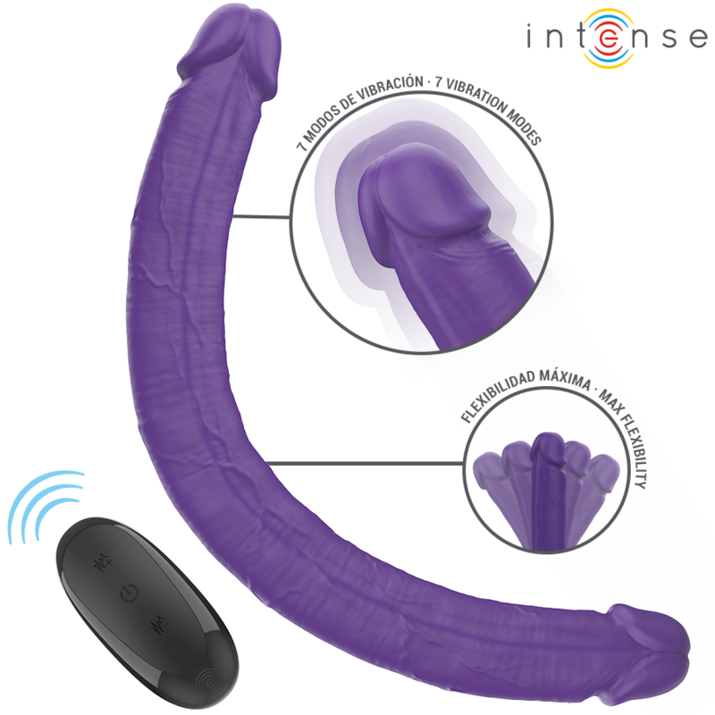 INTENSE Kaksipäinen Gunter naisten seksilelu, dildo-vibraattori, realistinen muoto, pehmeä ja joustava materiaali.