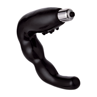 Pleasurez Anaali ETURAUHAS KIIHOTIN VIBRA FOCUS, vibratoiva anaali-kiihotin, musta ja ergonominen, kuvassa.