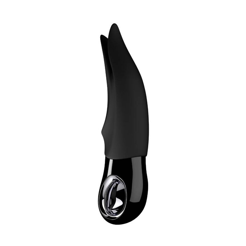 Black Fun Factory VIBRAATTORI VOLTA LINE vibrator showing smooth, curved design with textured grip and control buttons.