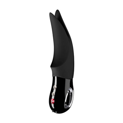 Black Fun Factory Volta vibrator with ergonomic design and textured surface, shown in a close-up image.
