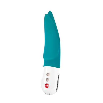 Vibraattori FUN FACTORY Volta 5G, musta ja muotoiltu, esillä kuvan keskellä, pehmeä ja ergonominen design.