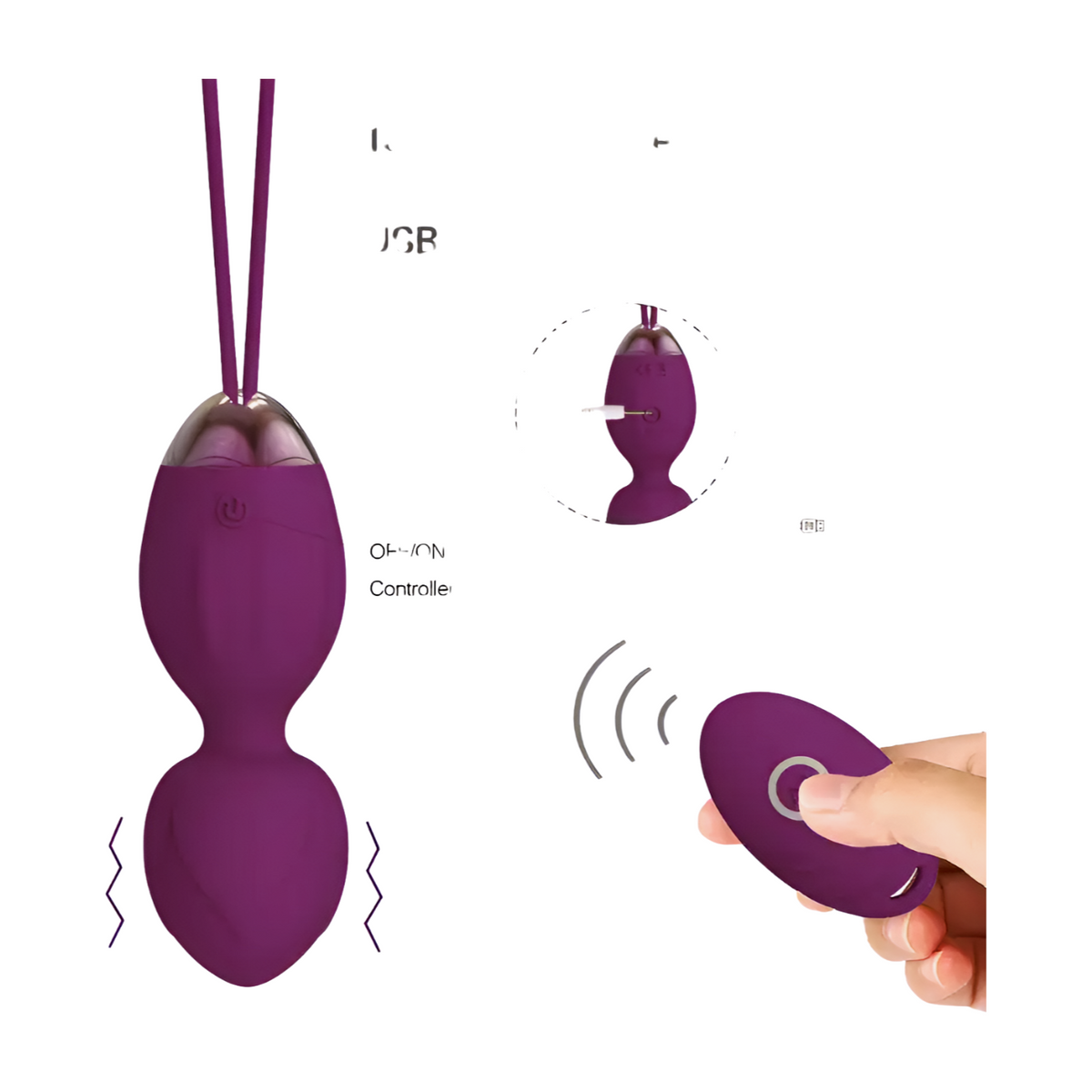 Pleasurez Kegel-pallosetti ja vibraattori naisten seksilelu, sisältää neljä erilaista kegel-palloa ja vibraväline.