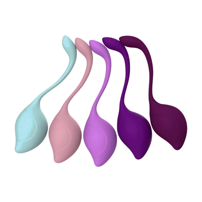Pleasurez Kegel balls set, 5 pieces, designed for women's pelvic floor exercises and intimate wellness.