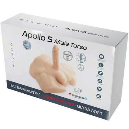 Miehen vartalo seksilelu SILEXD Apollo S Karamelli, realistinen dildon muoto ja karamellinvärinen pinta.