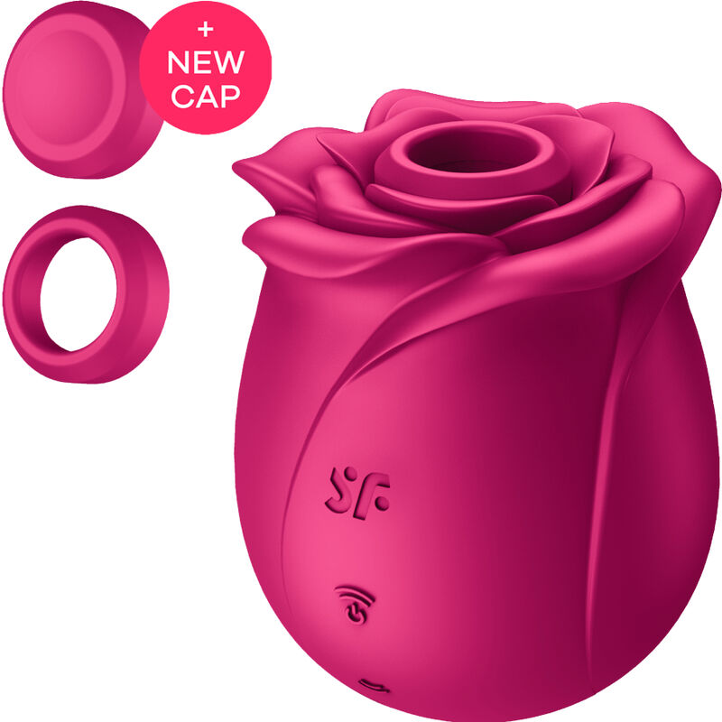 Naisten seksilelu SATISFYER PRO 2 BLOSSOM, valkoinen ja pehmeä vibraattori, kuvassa.