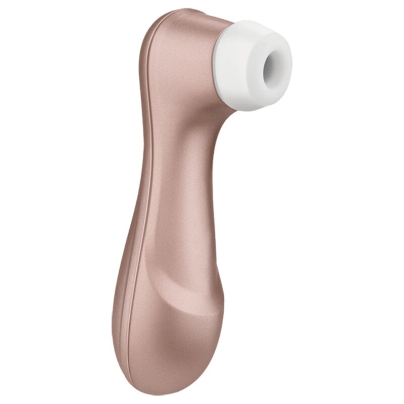 Satisfyer PRO 2 naisten seksilelu, ketjussa, runko ja säätimet näkyvissä, musta väri.