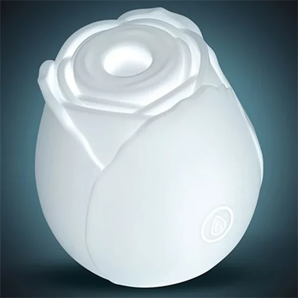 RUUSU VIBRAATTORI DARK GLOW by PLEASUREZ, a sleek black women's vibrator with a rose design and glowing features.