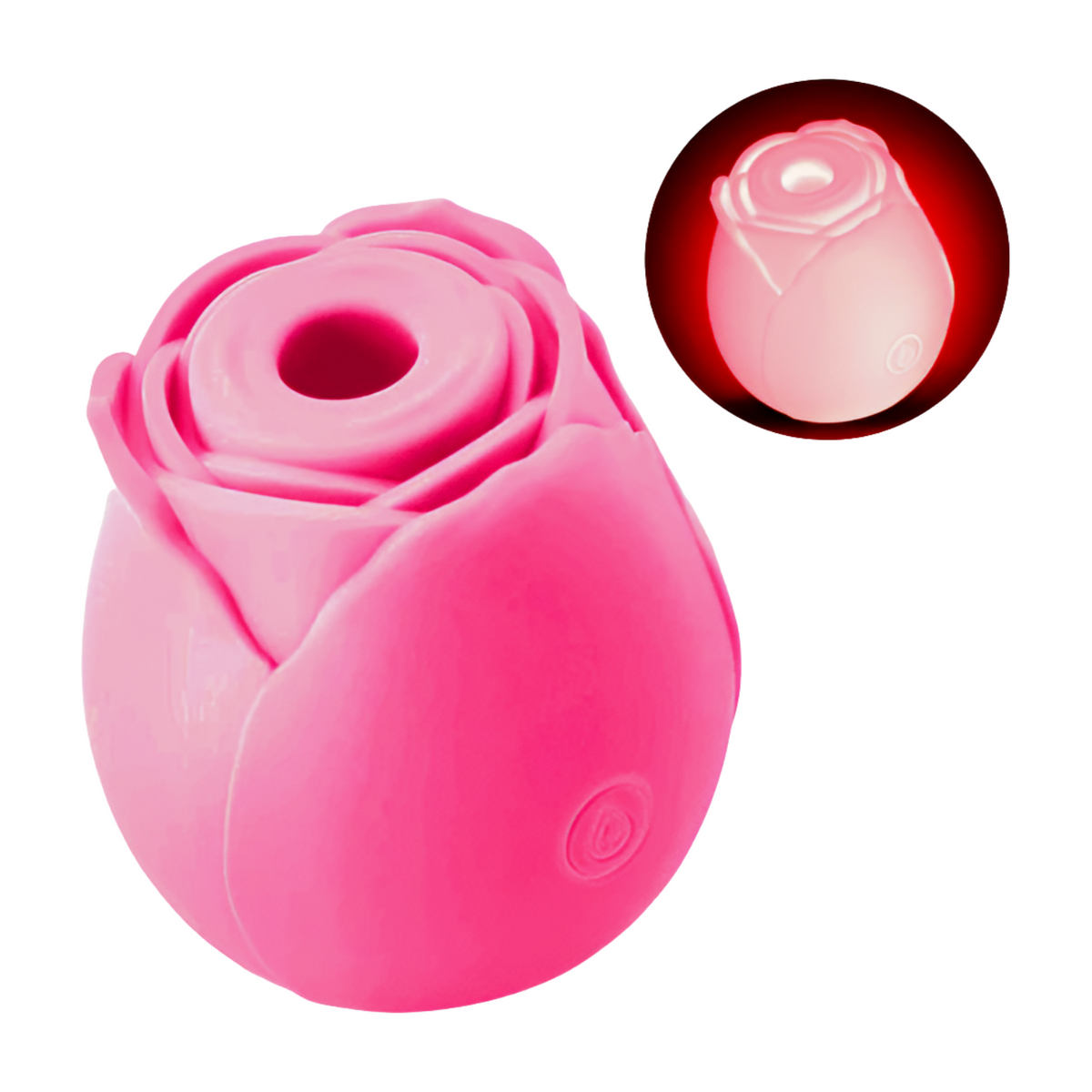 Pleasurez RUUSU VIBRAATTORI DARK GLOW, a women's vibrator with a sleek design and glowing accents in a soft white color.