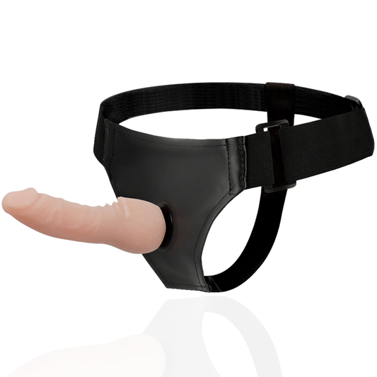 Harjoitushihnallinen seksilelu naisten Harness Attraction -merkkinen James 16 cm strap-on, kuvassa näkyvissä.