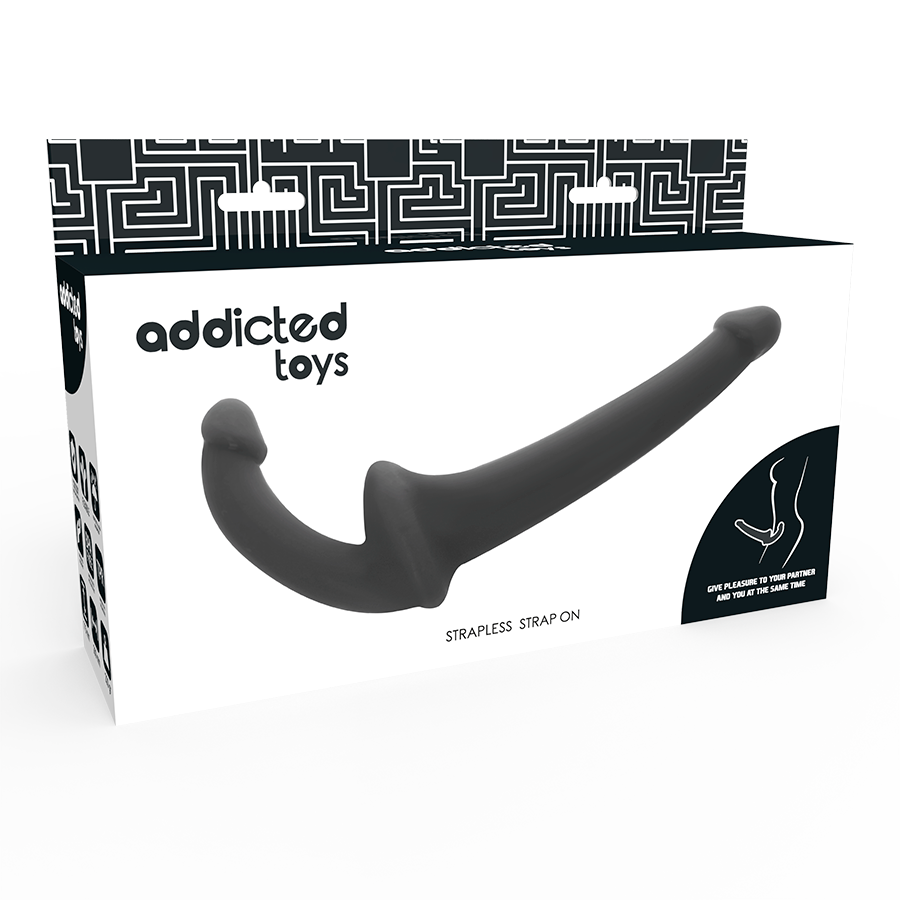 Kaksinkertainen strapless-dildo ADDICTED TOYS, realistinen ja joustava, sopii intiimiin käyttöön.