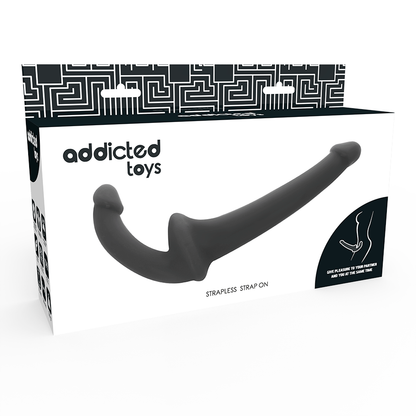 Kaksinkertainen strapless-dildo ADDICTED TOYS, realistinen ja joustava, sopii intiimiin käyttöön.
