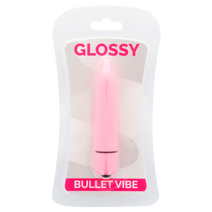 GLOSSY VIBRAATTORI BULLET THIN naisten seksilelu, pieni ja hillitty vibraattori, esillä valokuvassa.