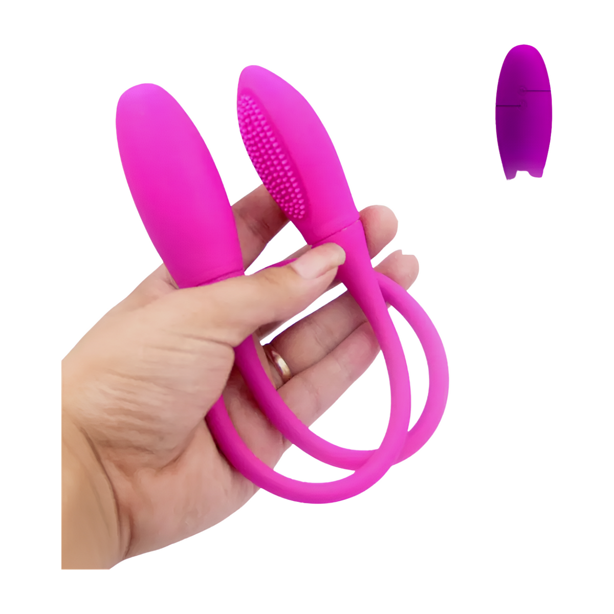 Pleasurez Duoflex naisten seksilelu, vibraattori, kuvassa kirkkaanvärinen ja ergonominen lelu.