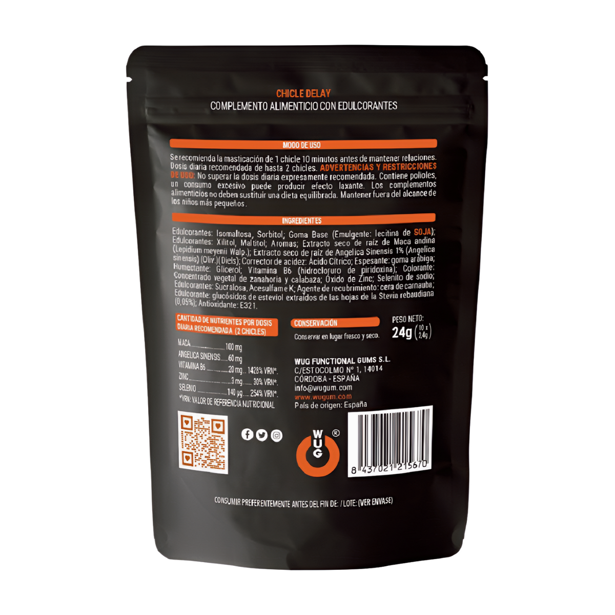 WUG SEX SENSE Delay Gum, a lubricating gum designed to enhance intimacy and prolong pleasure.